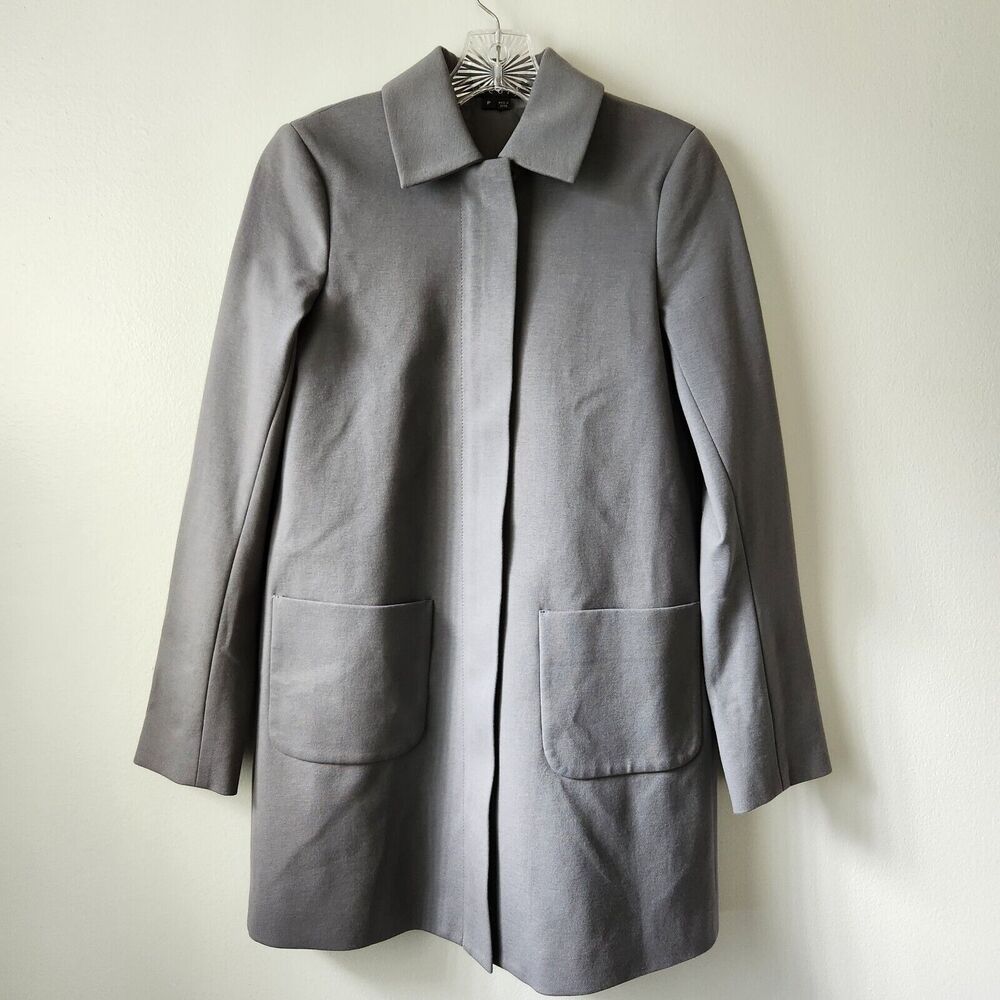 Theory Jacket Women's Size P Gray Full Zip Longline Quiet Luxury Business Casual
